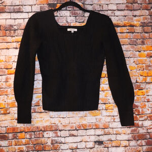 NEW Madewell Leyton Square Pullover Wool/Cashmere Deepest Black Sz XS